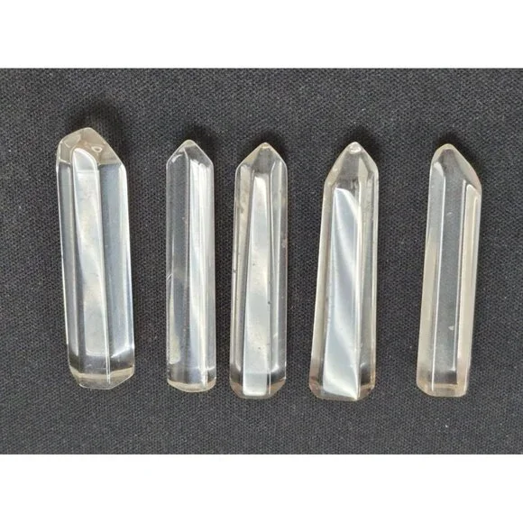 Clear Quartz Hexagonal Crystal Points Healing Crafting Decoration Set 5 - Picture 1 of 5